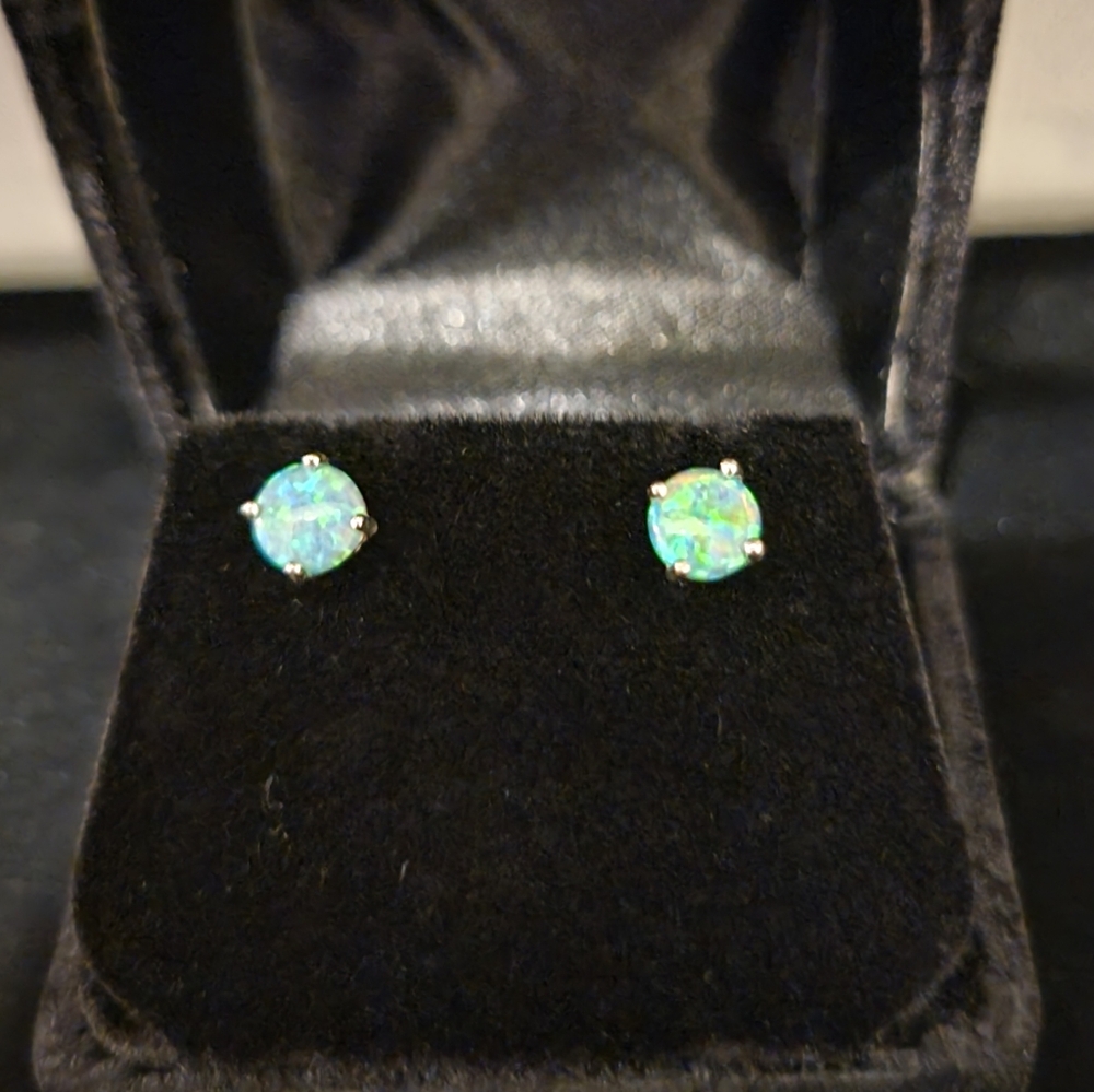 Green opalite stud earrings